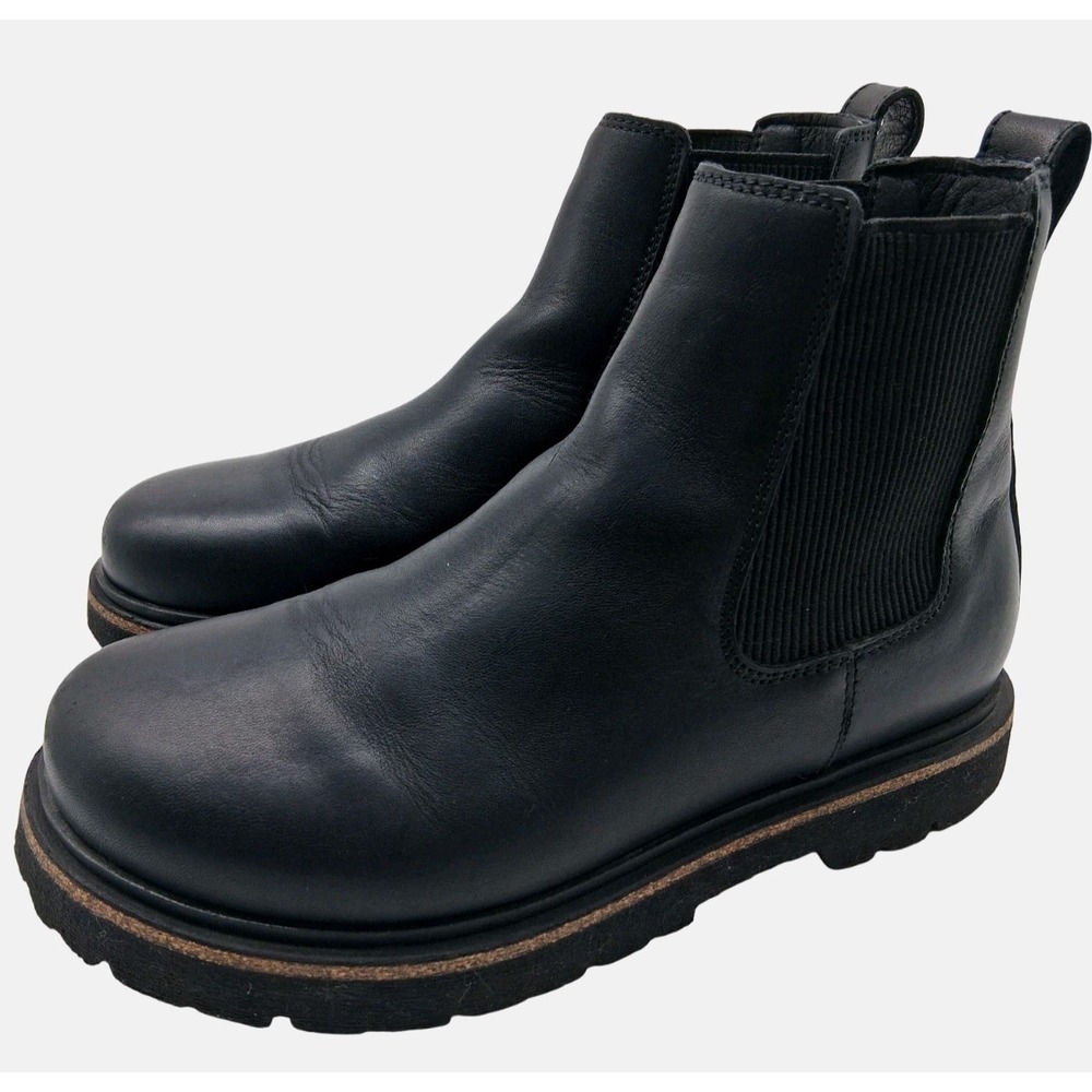 Birkenstock Boots Womens Size 9 Black Leather Chelsea Ankle Lug Sole Pull On